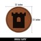 Castle Turret Tower Solid Round Iron-On Engraved Faux Leather Patch Applique - 2.5"